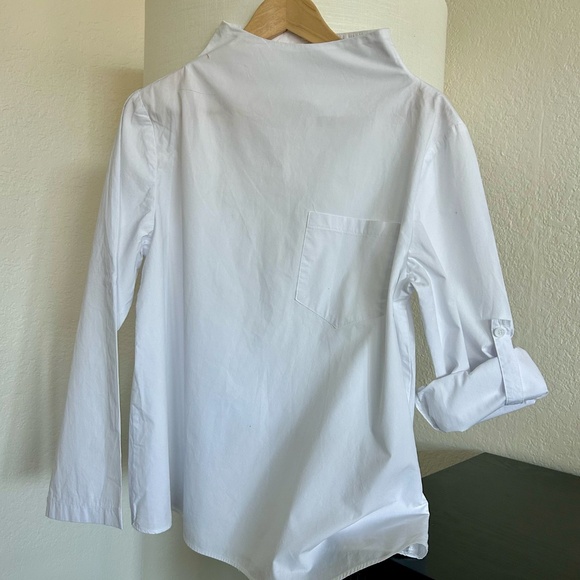 Super fresh Mazik Women white cotton Long Sleeve Blouse + back long zip! - Picture 8 of 12